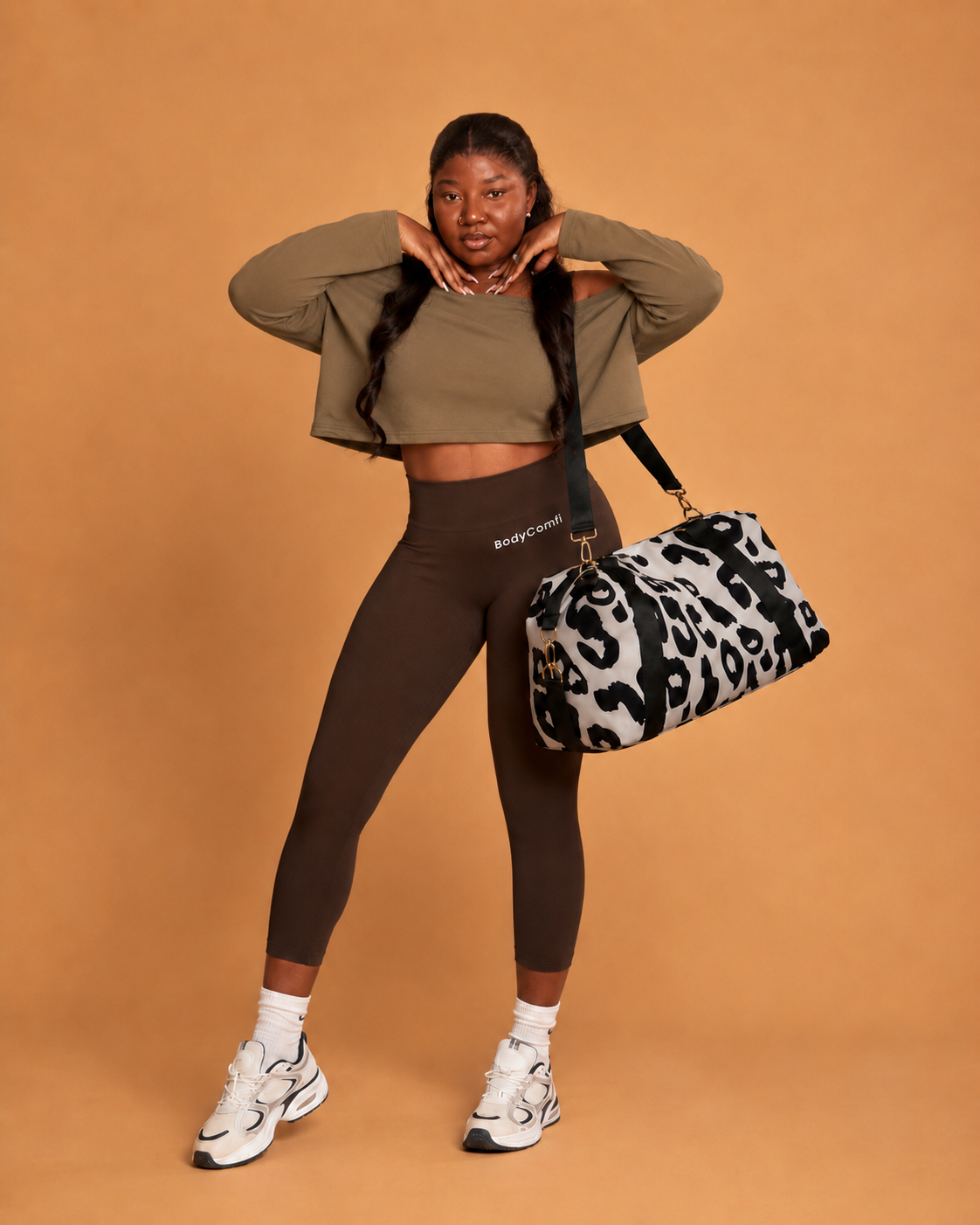 Black and white Leopard Print Gym Bag